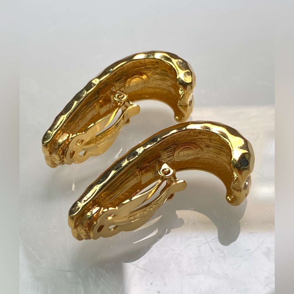 80's VTG ST. JOHN 24k Gold Plated Earring Swarovski Crystals *Rare - Picture 2 of 6